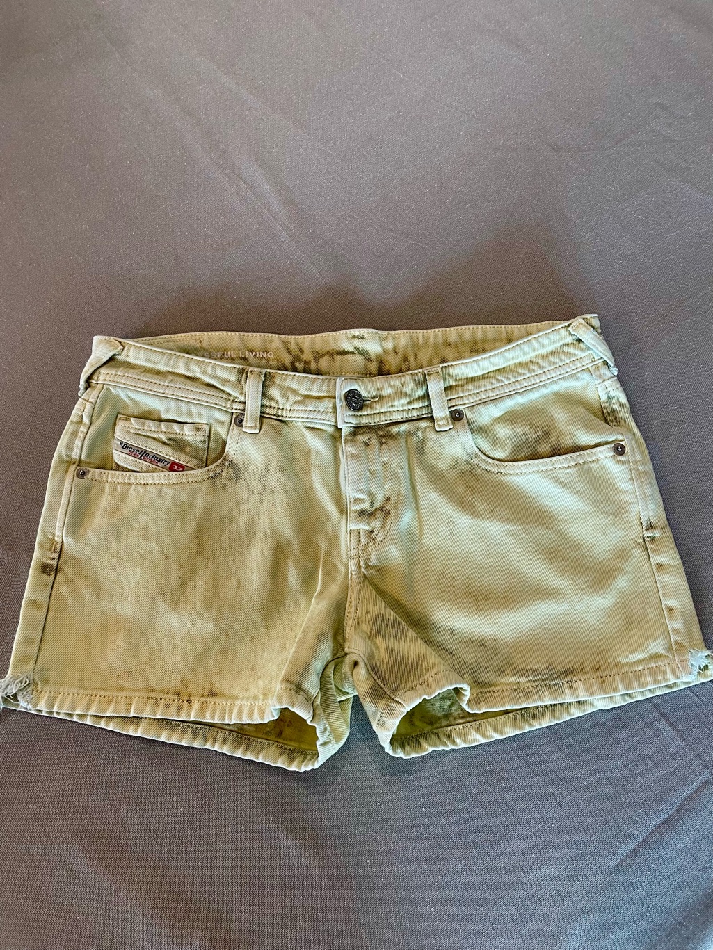 Diesel Pale Yellow Denim Shorts Y2k Sz 29